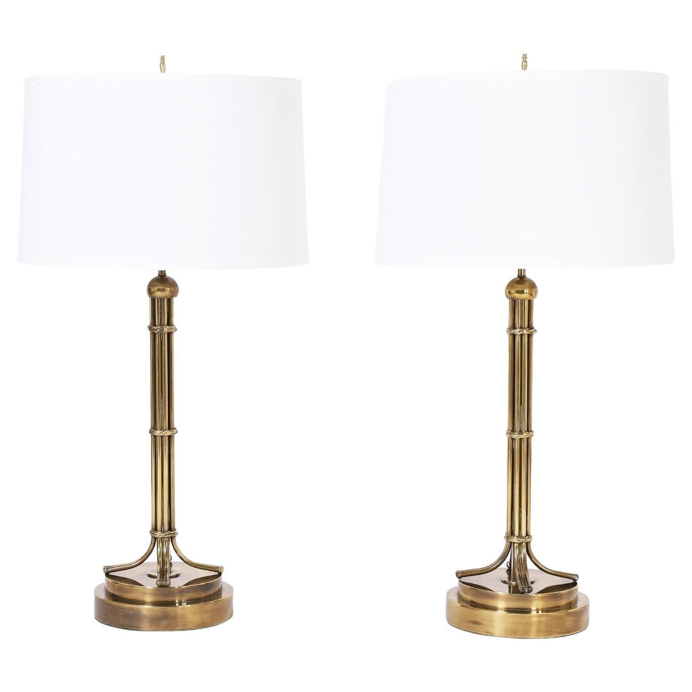 Pair of Vintage Mid-Century Brass Table Lamps