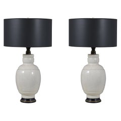 Pair of Mid-Century White Ceramic Table Lamps