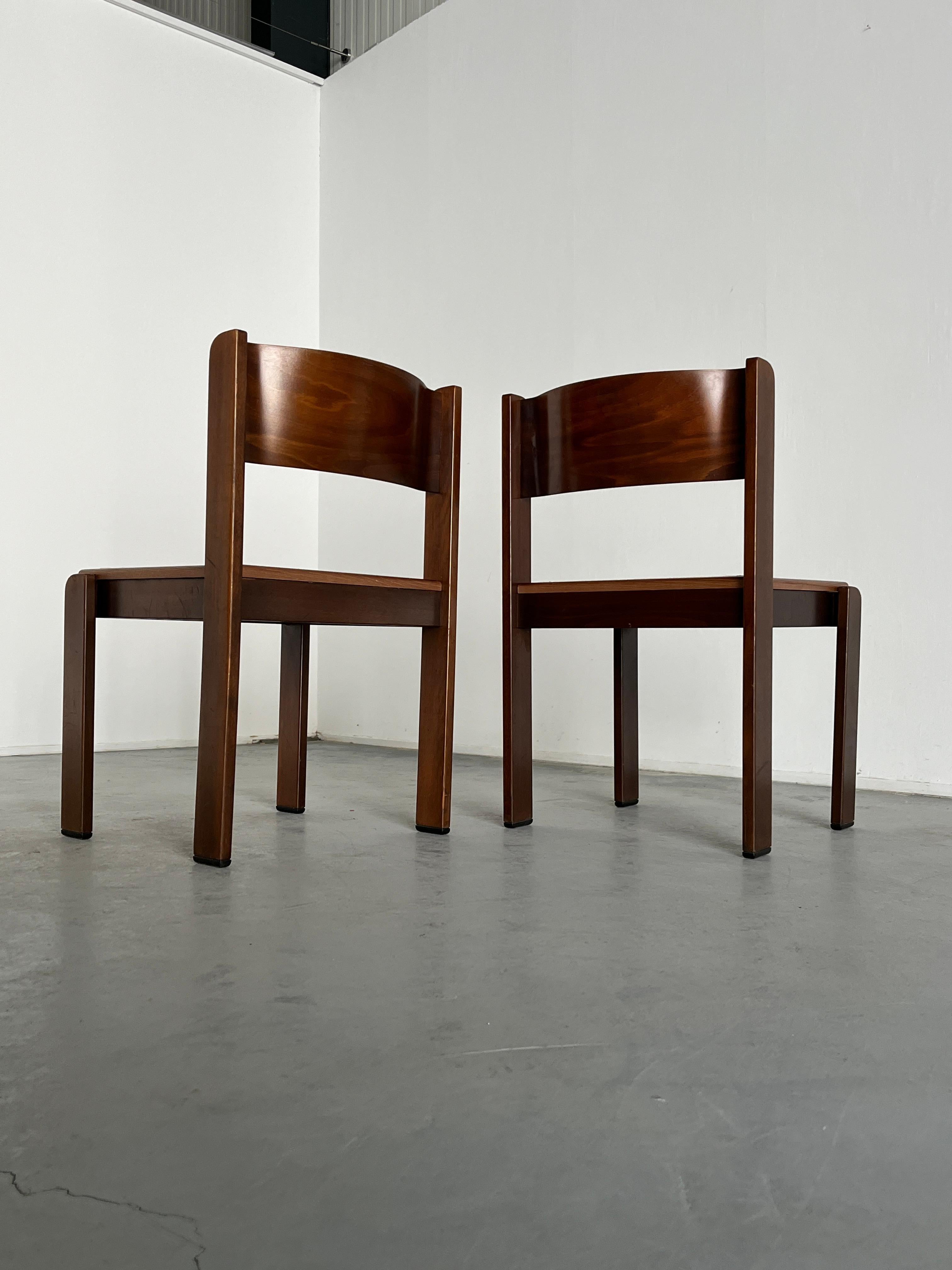Mid-20th Century Pair of Vintage Mid-Century Constructivist Wooden Dining Chairs by Wiesner Hager
