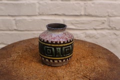 Vintage Mid-Century Cream, Turquoise, and Yellow Vase, Hungary, c. 1960