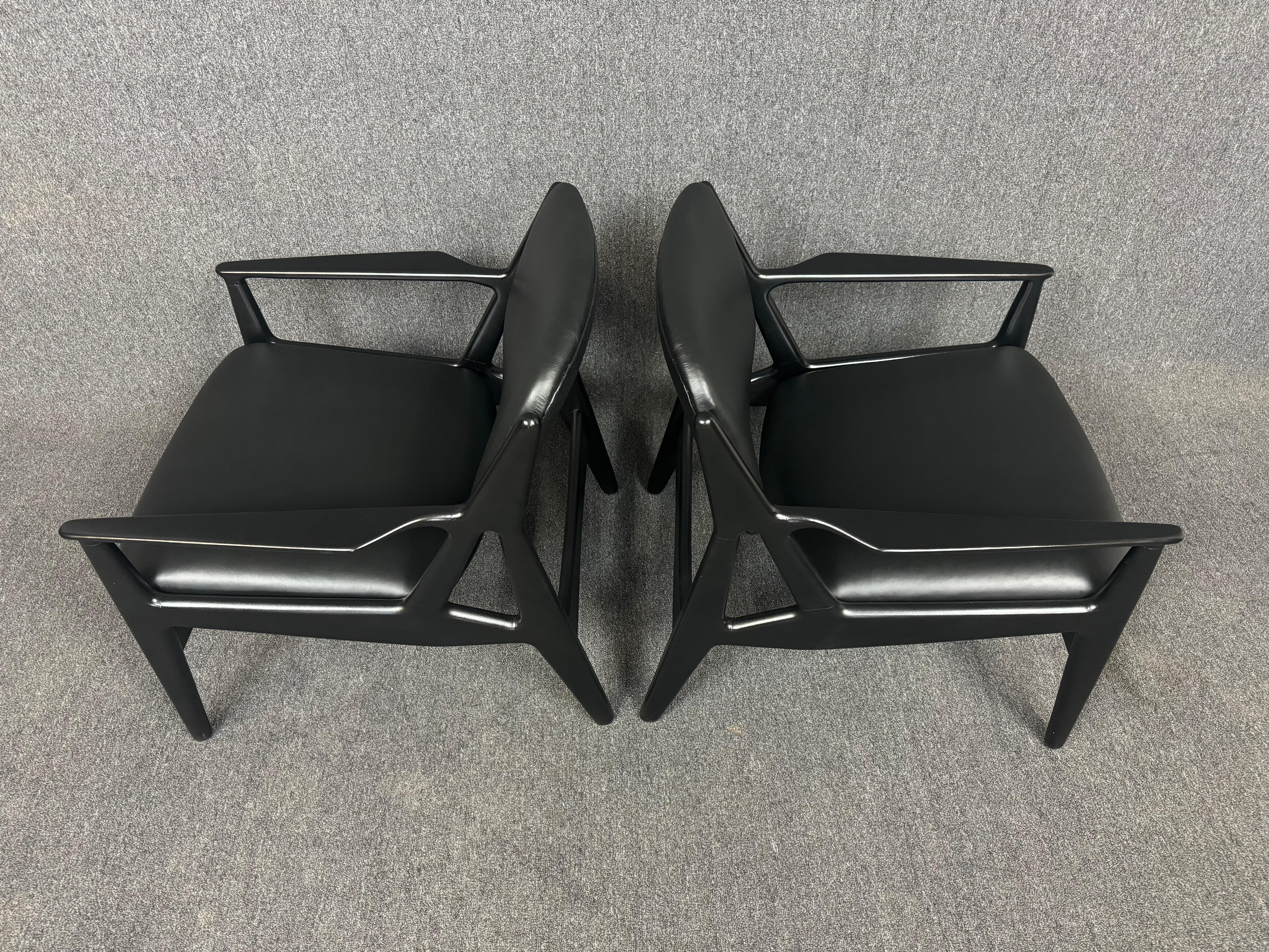Leather Pair of Vintage Mid Century Danish Modern 
