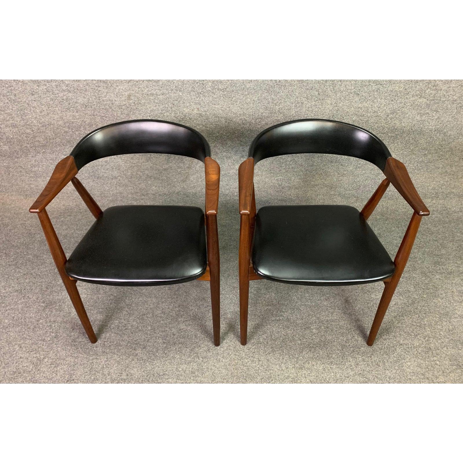 Scandinavian Modern Pair of Vintage Mid Century Danish Teak Fastrup Dining Chairs #213 by T. Harlev