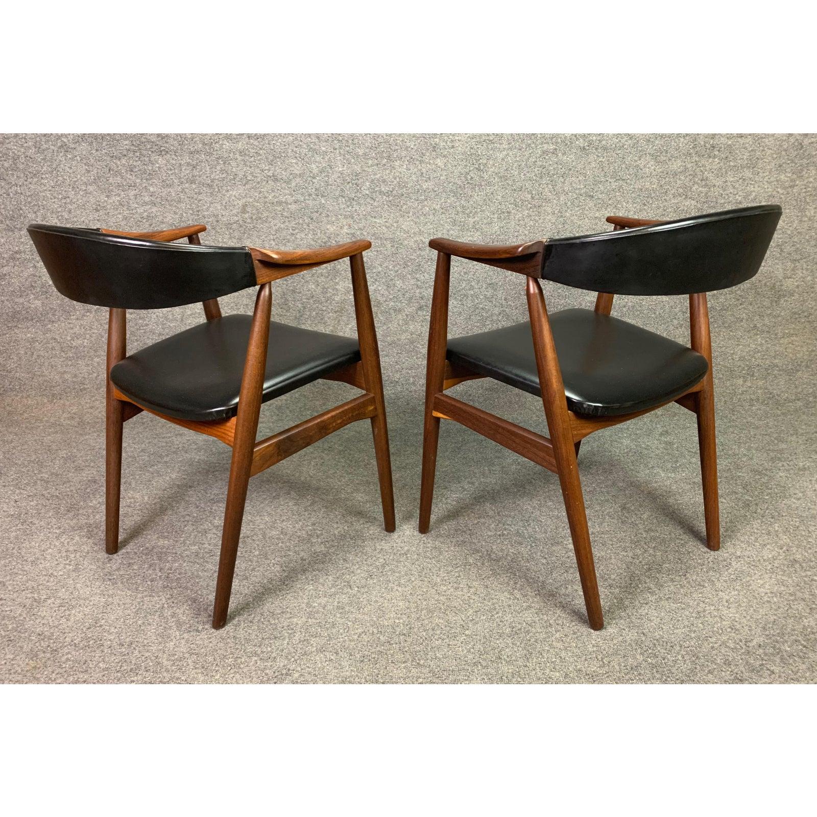 Woodwork Pair of Vintage Mid Century Danish Teak Fastrup Dining Chairs #213 by T. Harlev