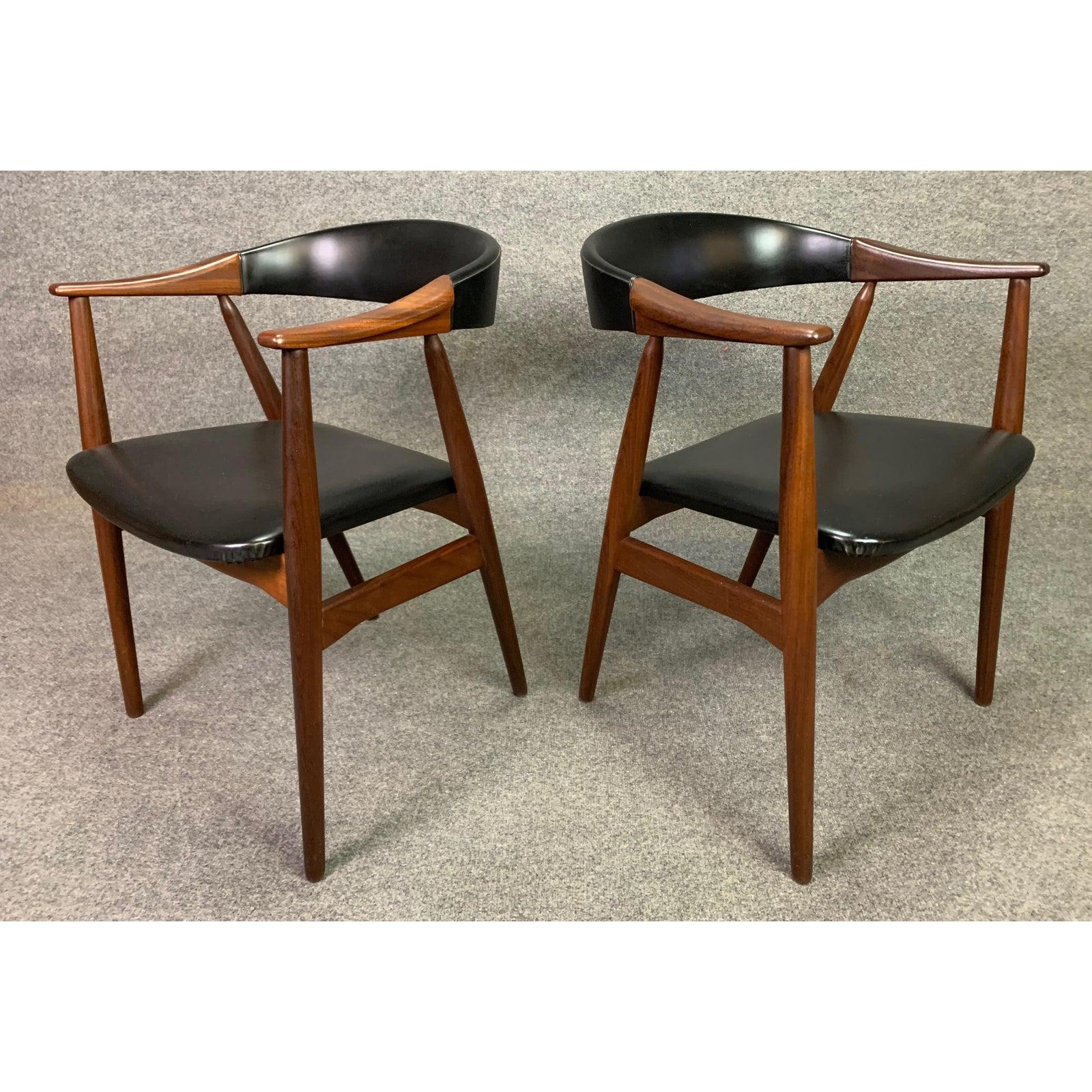 Pair of Vintage Mid Century Danish Teak Fastrup Dining Chairs #213 by T. Harlev 1
