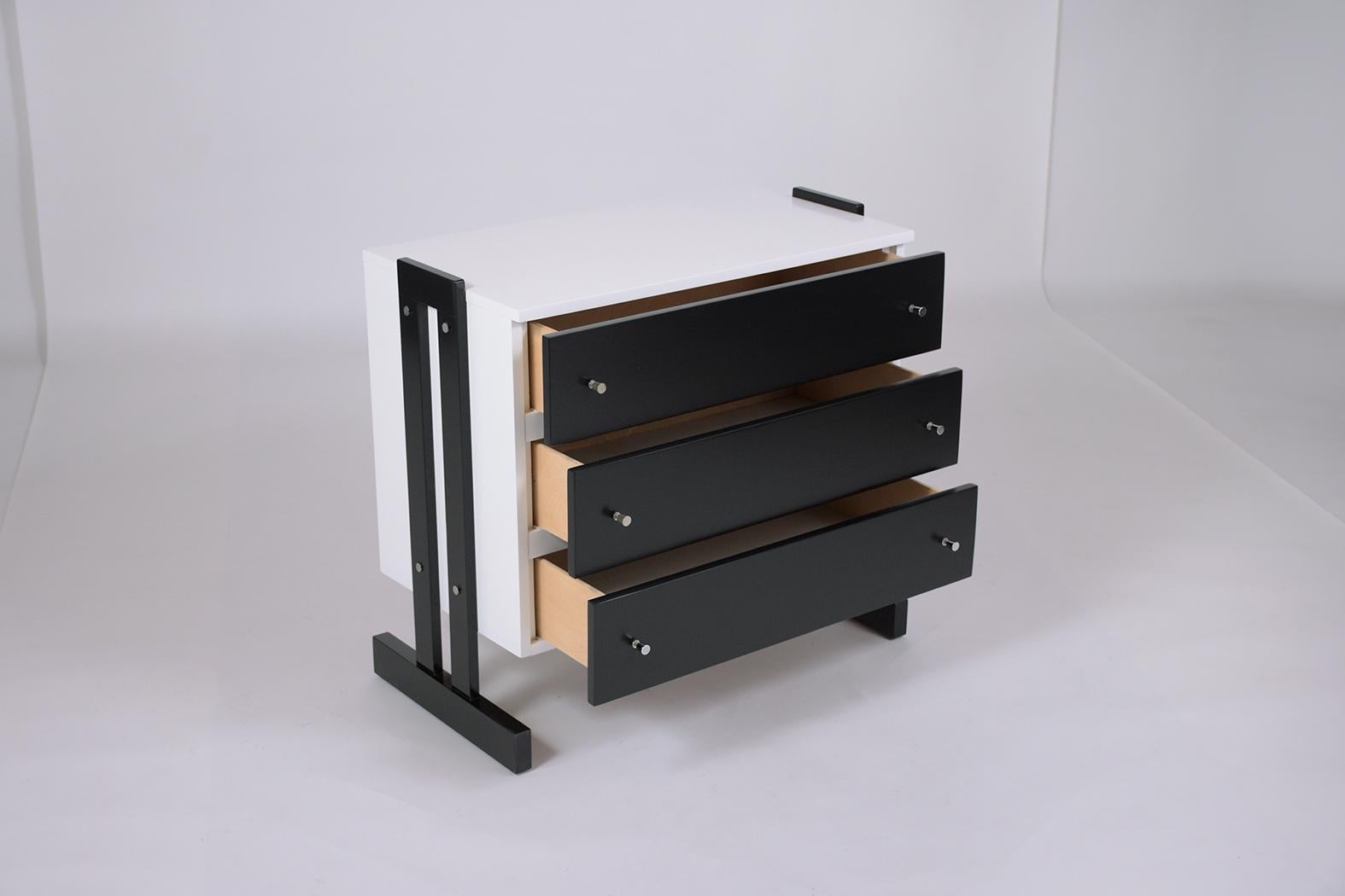 Mid-Century 1960s Wood & Formica Dressers Set - White & Black Lacquer Finiish For Sale 2