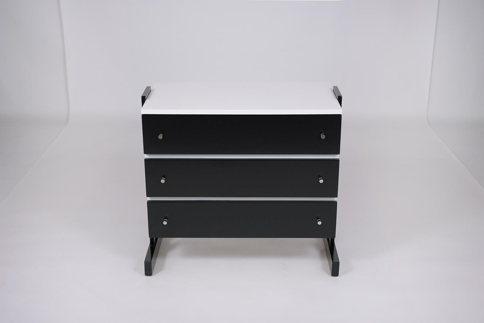 Mid-20th Century Mid-Century 1960s Wood & Formica Dressers Set - White & Black Lacquer Finiish For Sale