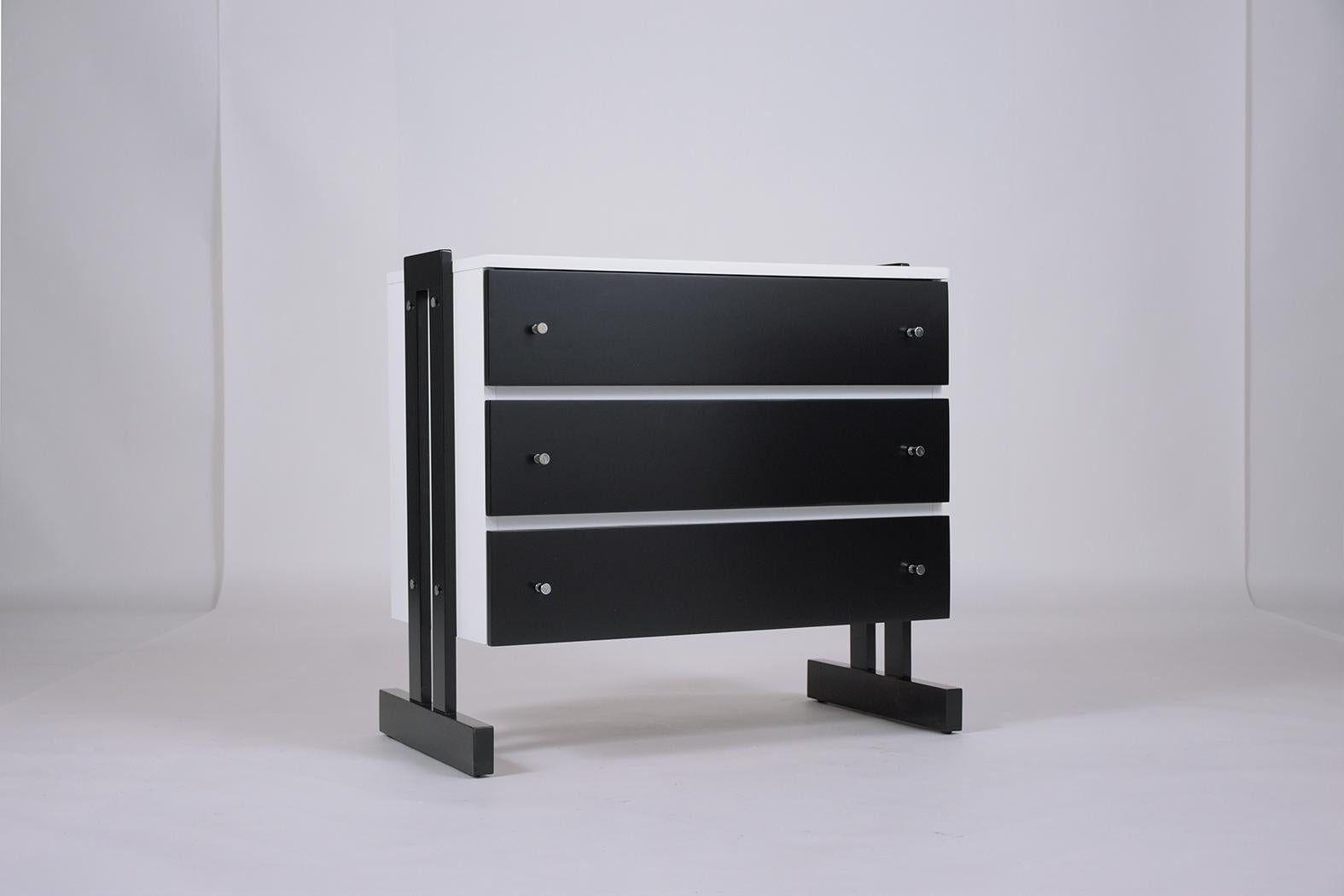 Mid-Century 1960s Wood & Formica Dressers Set - White & Black Lacquer Finiish For Sale 1