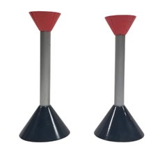 Pair of Retro Mid Century Memphis Age Postmodern Candlestick Holder