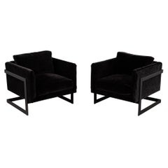 Pair of Vintage Mid-Century Modern Black Lounge Chairs