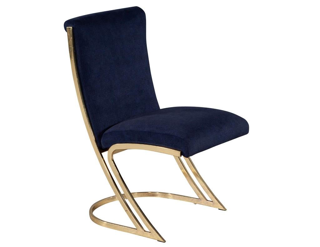 Paire de chaises de salle à manger vintage en laiton de style mi-siècle moderne en vente 8
