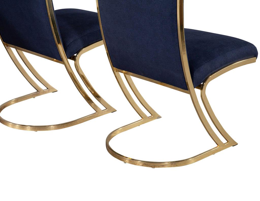 Paire de chaises de salle à manger vintage en laiton de style mi-siècle moderne en vente 4