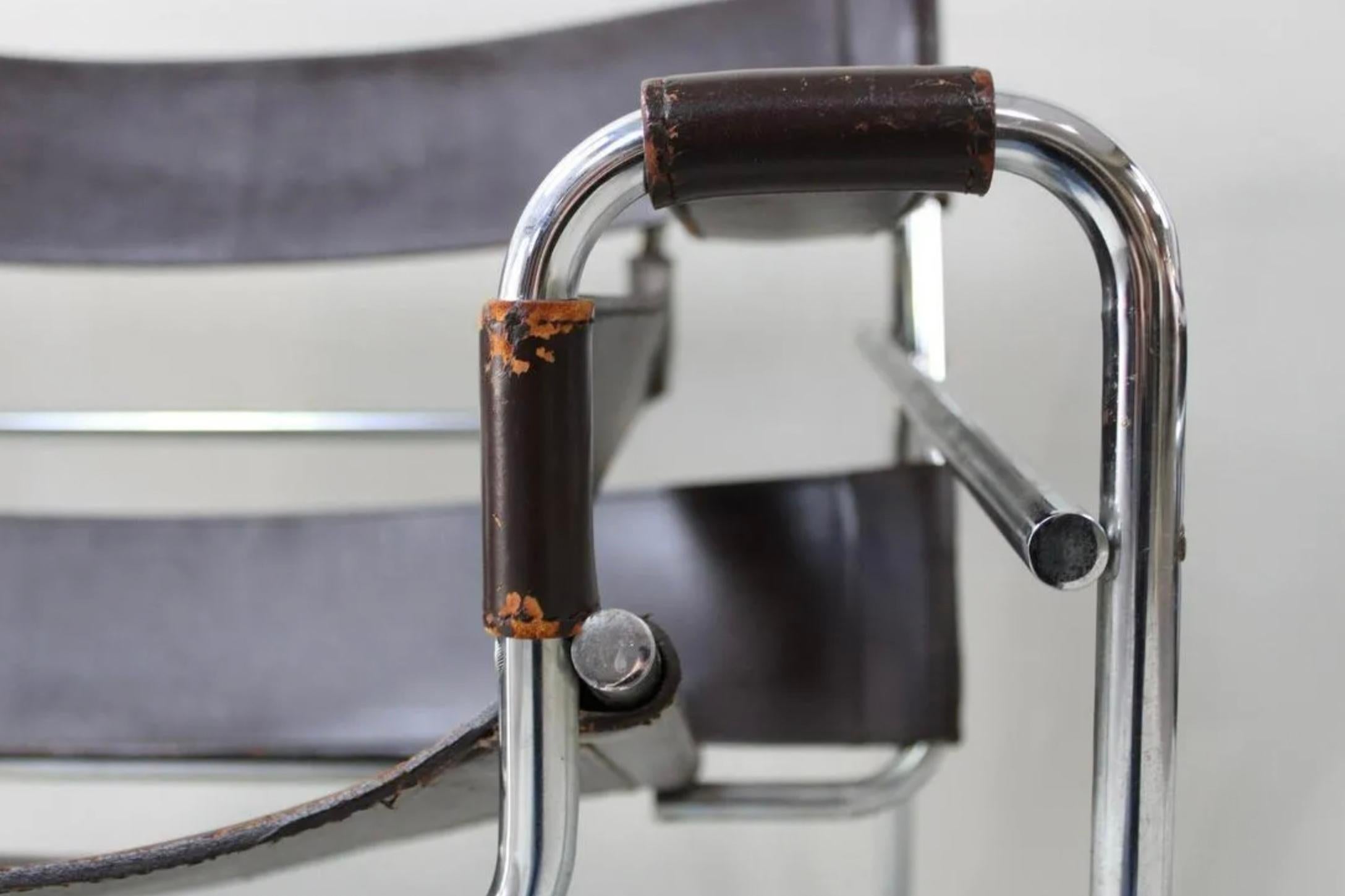 Pair of Vintage Mid-Century Modern Brown Leather Wassily lounge Chairs for Knoll 4