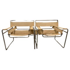 Paar Vintage Wassily Lounge Chairs für Knoll, Mitte des Jahrhunderts, aus Leinwand