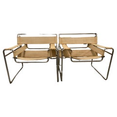 Paar Vintage Wassily Lounge Chairs für Knoll, Mitte des Jahrhunderts, aus Leinwand