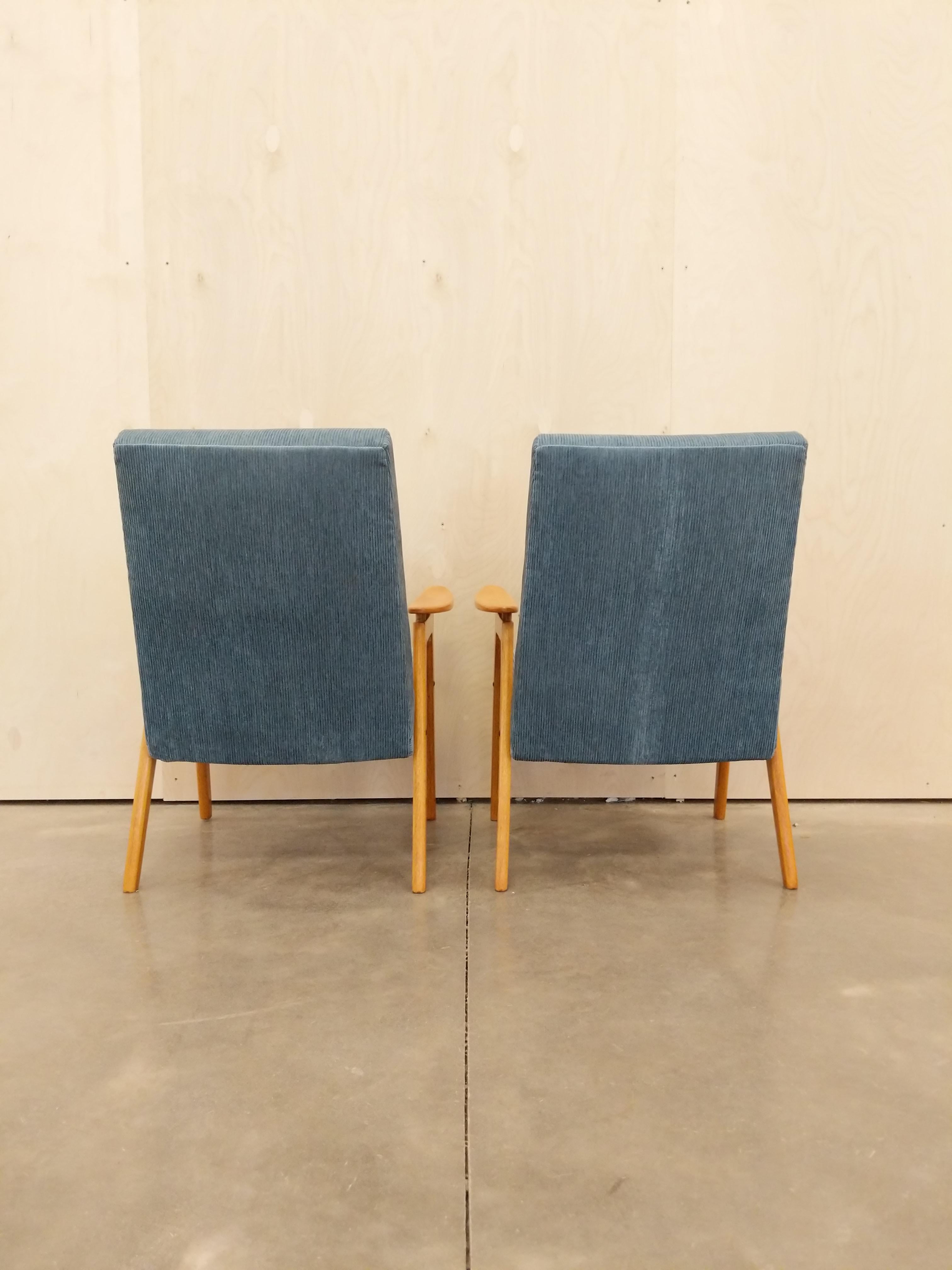 Mid-Century Modern Pair of Vintage Mid Century Modern Czech Lounge Chairs