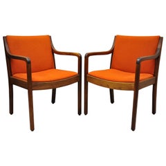 Pair of Vintage Mid-Century Modern Danish Walnut Sculptural Arm Lounge Chairs