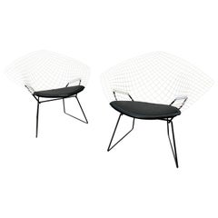 Pair of Vintage Mid-Century Modern Diamond Chairs by Harry Bertoia for Knoll