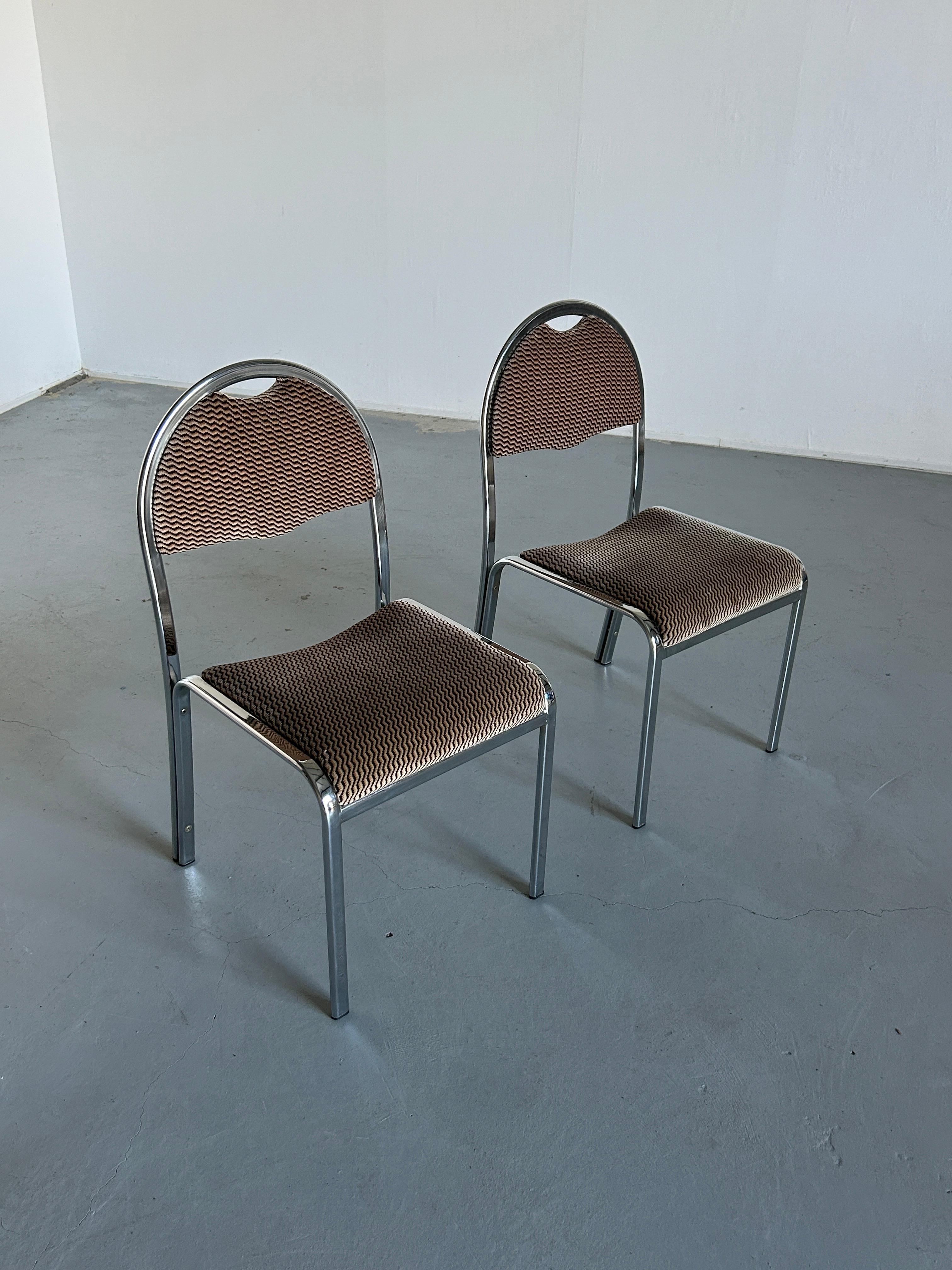 Pair of Vintage Mid-Century Modern Dining Chairs In Style of Saporiti, 70s Italy In Good Condition For Sale In Zagreb, HR