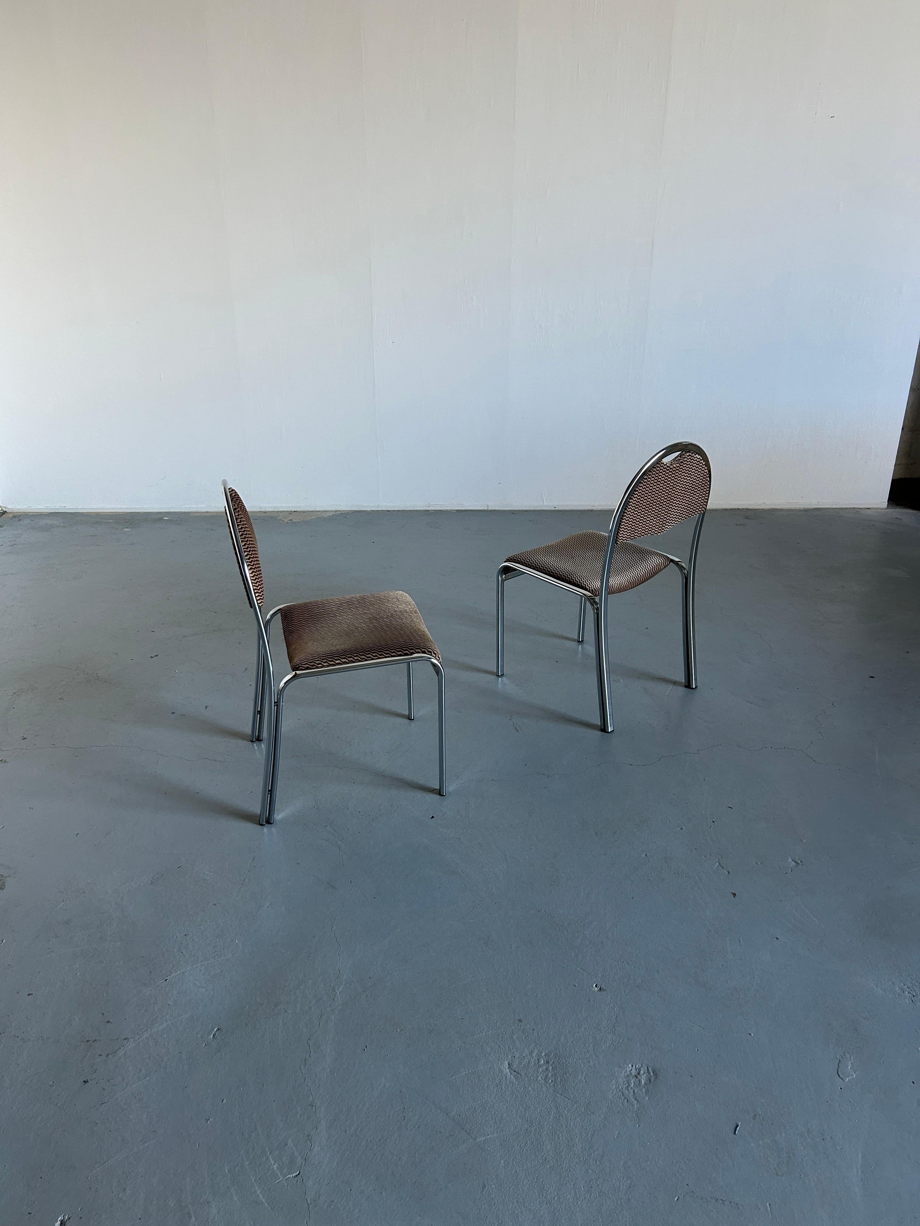 Pair of Vintage Mid-Century Modern Dining Chairs In Style of Saporiti, 70s Italy For Sale 3