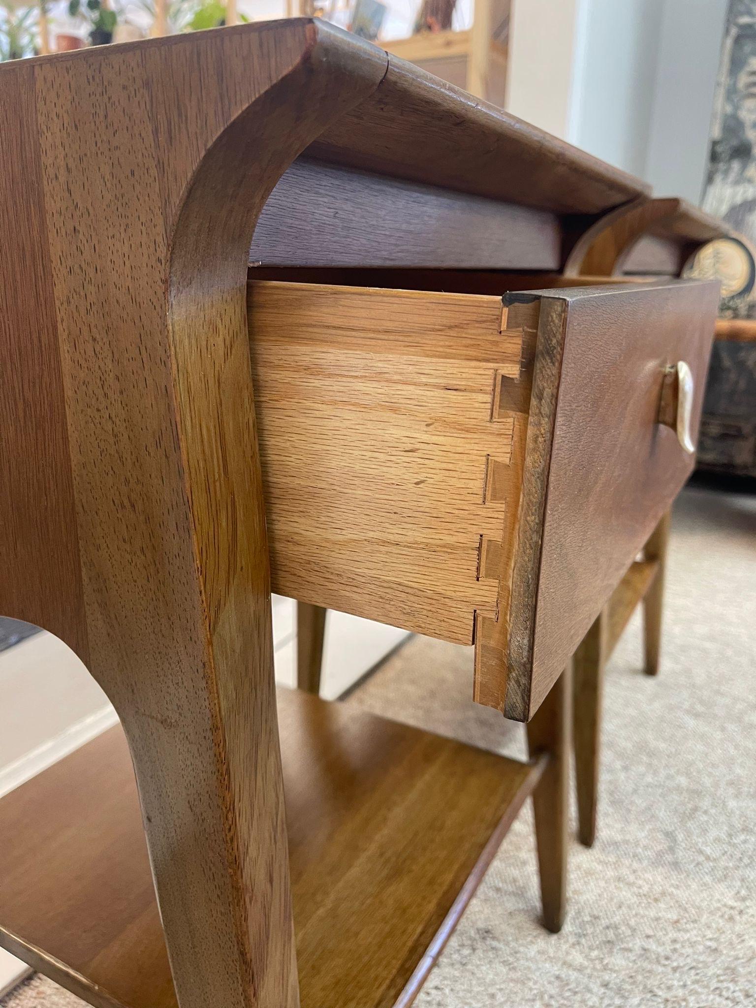 Mid-20th Century Pair of Vintage Mid Century Modern End Tables by Drexel Profile With John Van For Sale