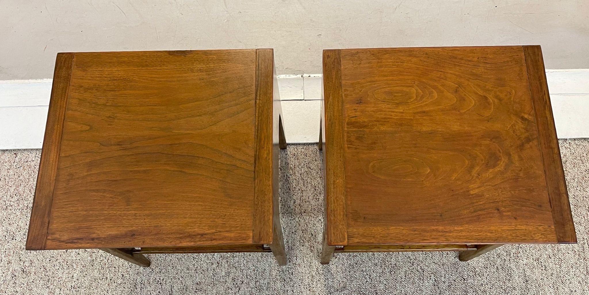 Pair of Vintage Mid Century Modern End Tables by Drexel Profile John Van Koert For Sale 1