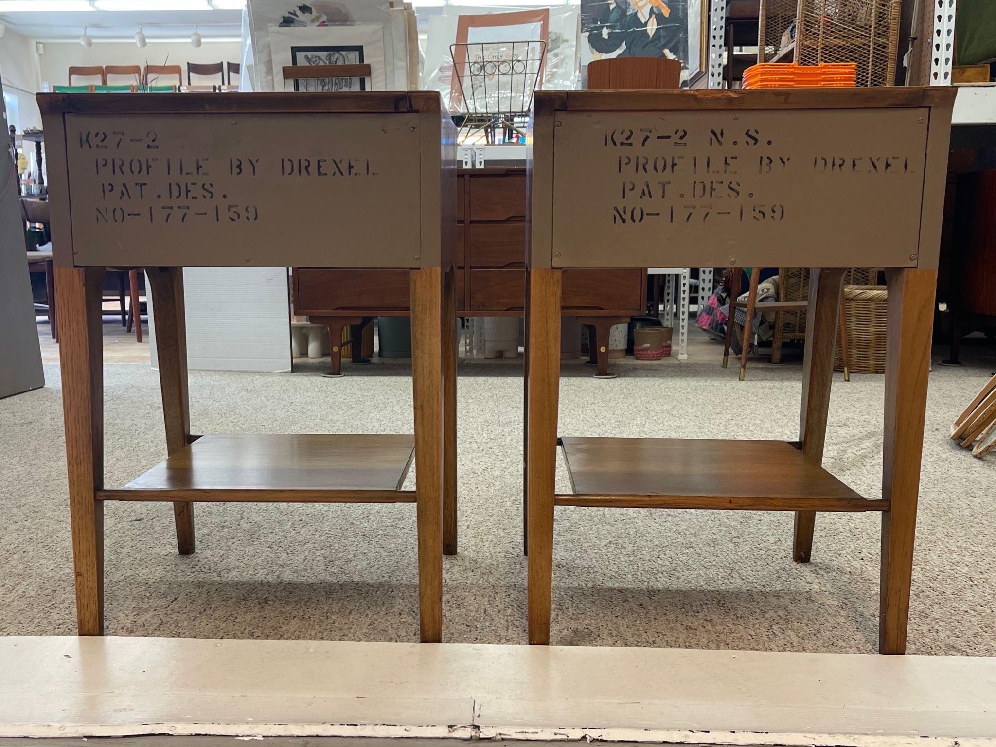 Pair of Vintage Mid Century Modern End Tables by Drexel Profile With John Van For Sale 2