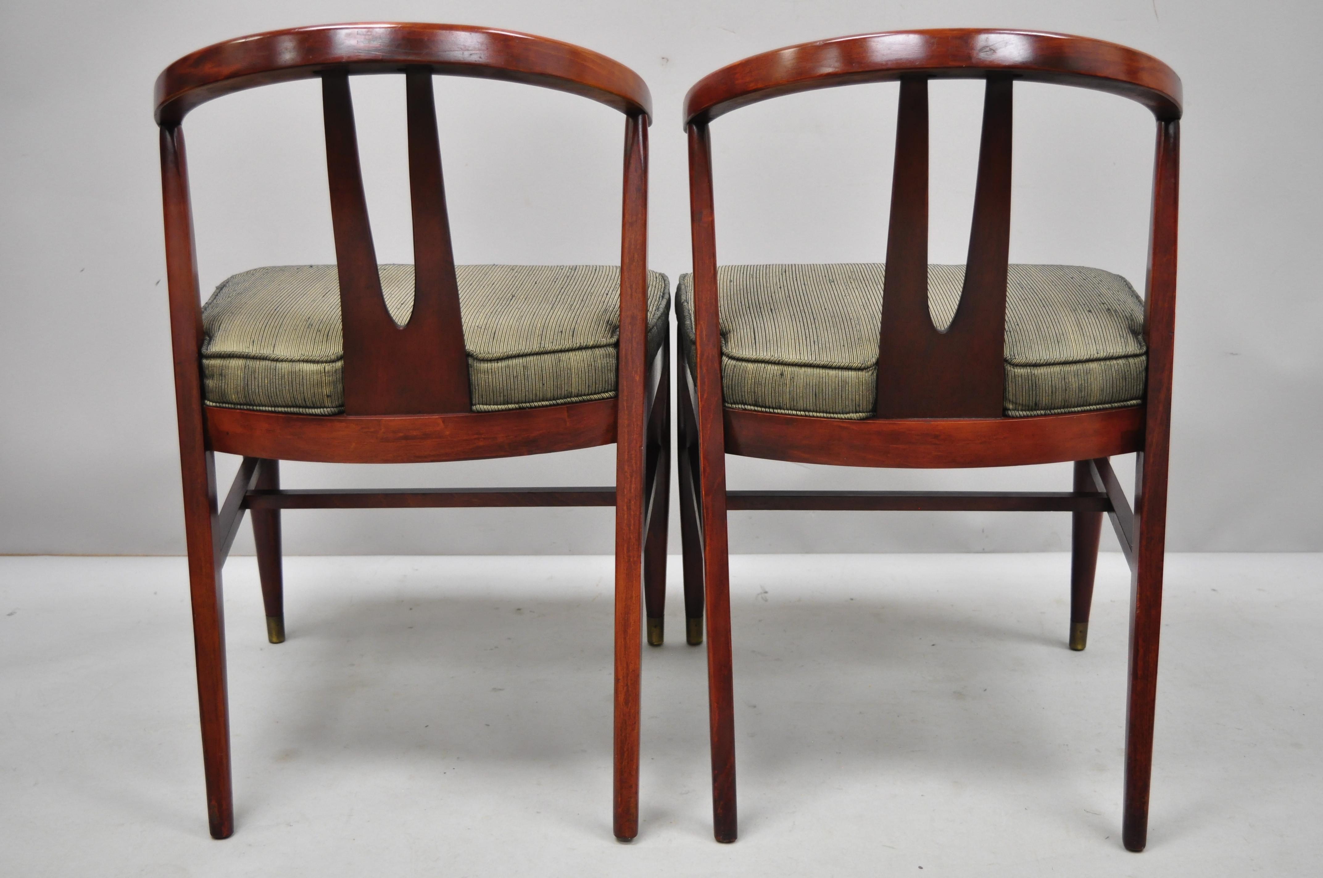 Pair of Vintage Mid-Century Modern Horseshoe Curved Back Mahogany Dining Chairs 2