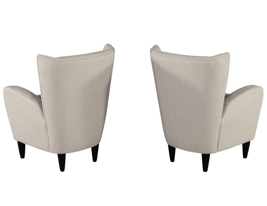 Fabric Pair of Vintage Mid-Century Modern Italian Paolo Buffa Wingback Lounge Chairs For Sale