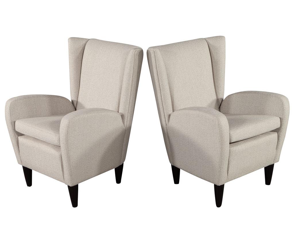 Pair of Vintage Mid-Century Modern Italian Paolo Buffa Wingback Lounge Chairs For Sale 2
