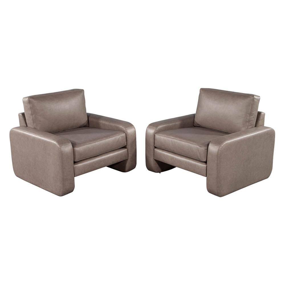 Pair of Vintage Mid-Century Modern Leather Lounge Chairs