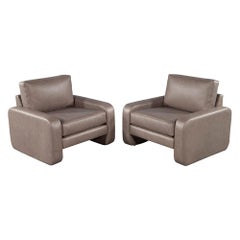 Pair of Vintage Mid-Century Modern Leather Lounge Chairs