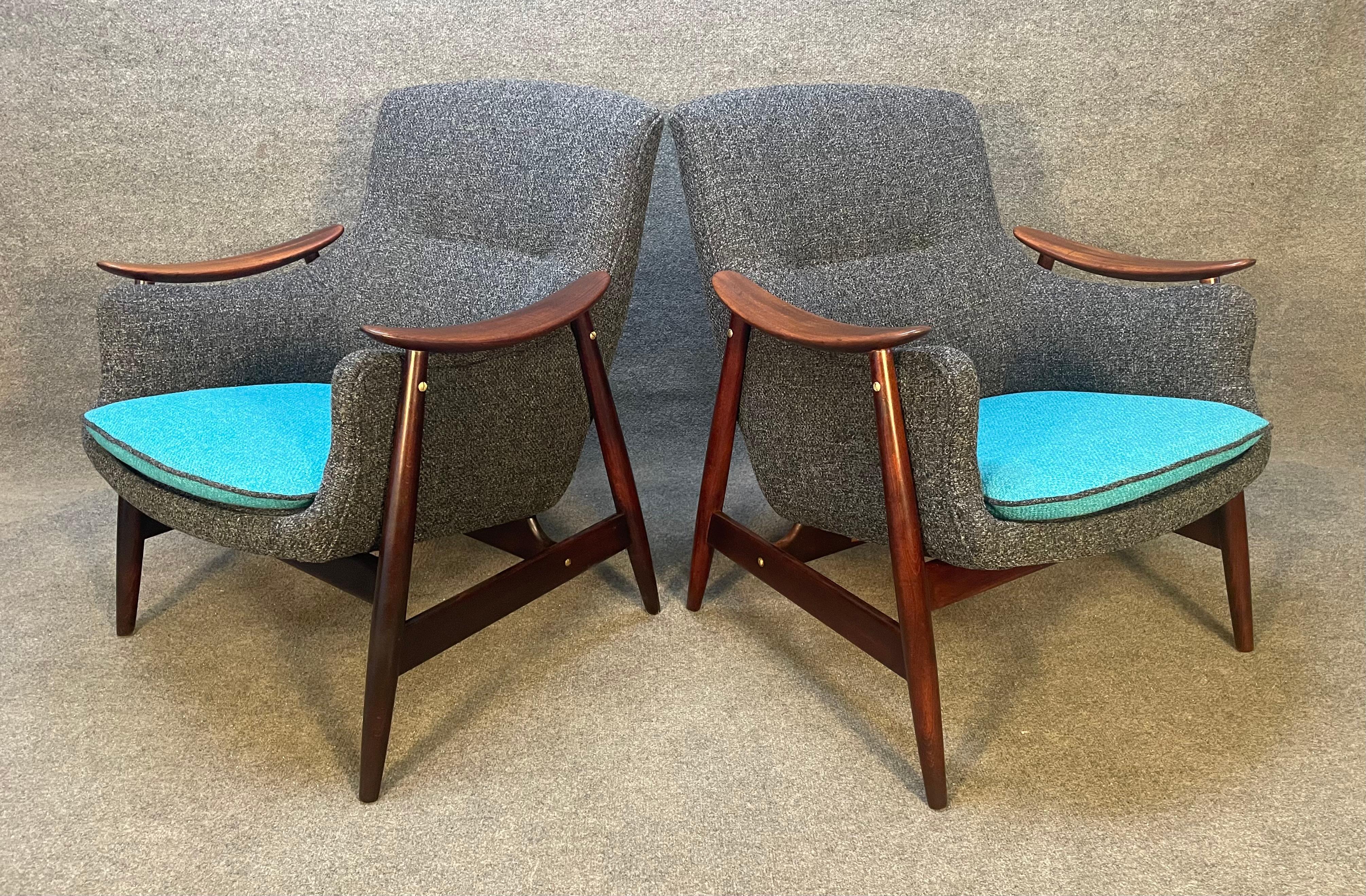 Ash Pair of Vintage Mid-Century Modern Lounge Chairs by Gerhard Berg by Vatne Mobler