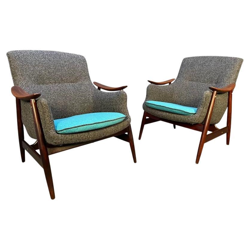 Pair of Vintage Mid-Century Modern Lounge Chairs by Gerhard Berg by Vatne Mobler