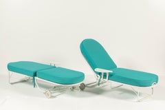Pair of Vintage Mid-Century Modern Lounge Chairs in Metal and Upholstery, USA