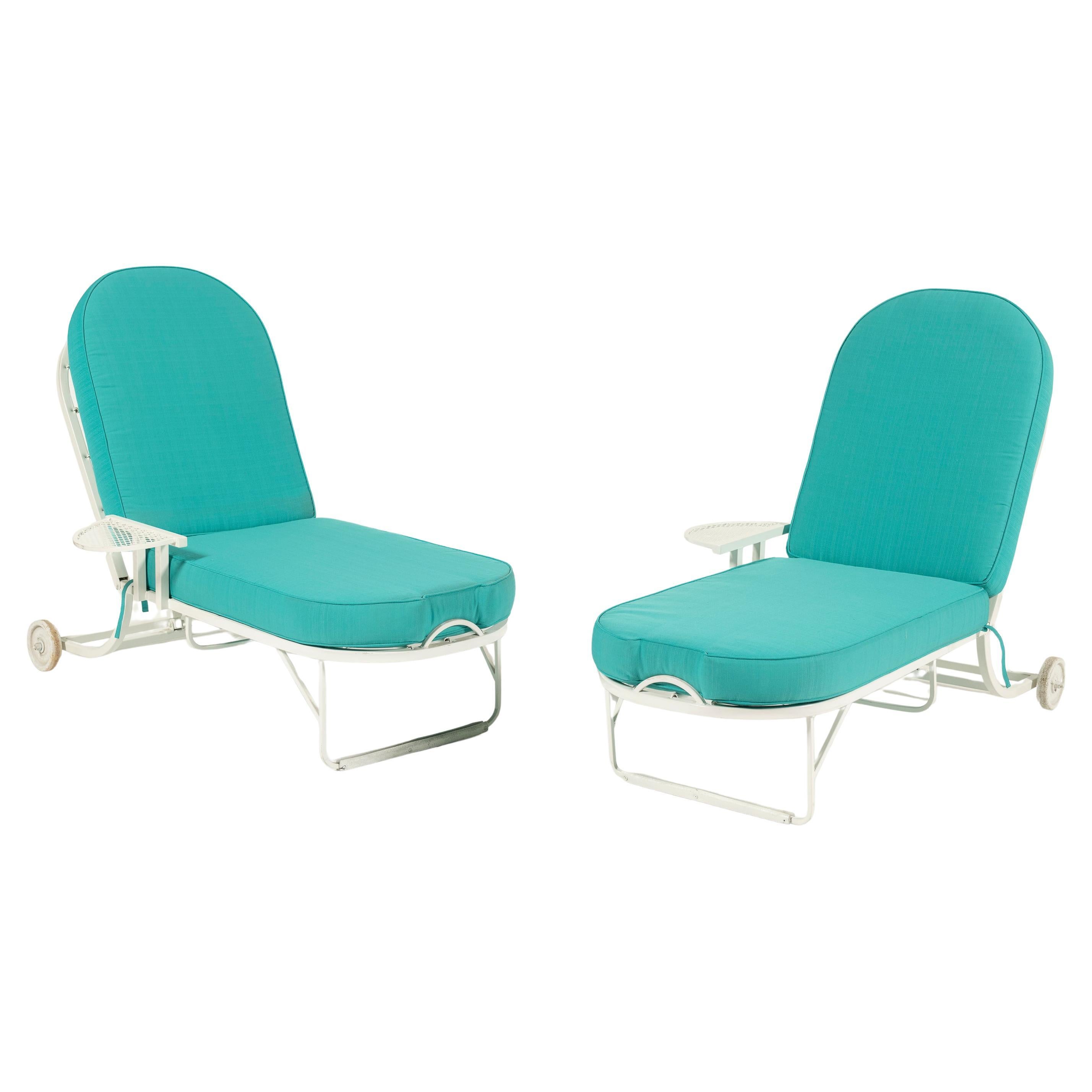 Pair of Vintage Mid-Century Modern Lounge Chairs in Metal and Upholstery, USA For Sale