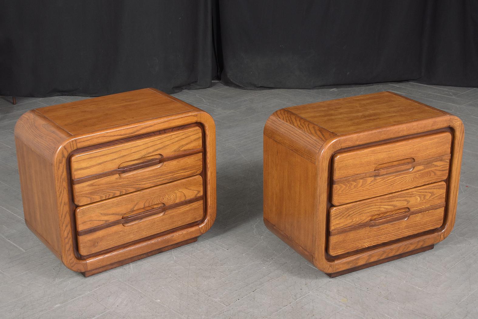 Late 20th Century 1980s-Inspired Mid-Century Modern Nightstands: Vintage Elegance Redefined For Sale