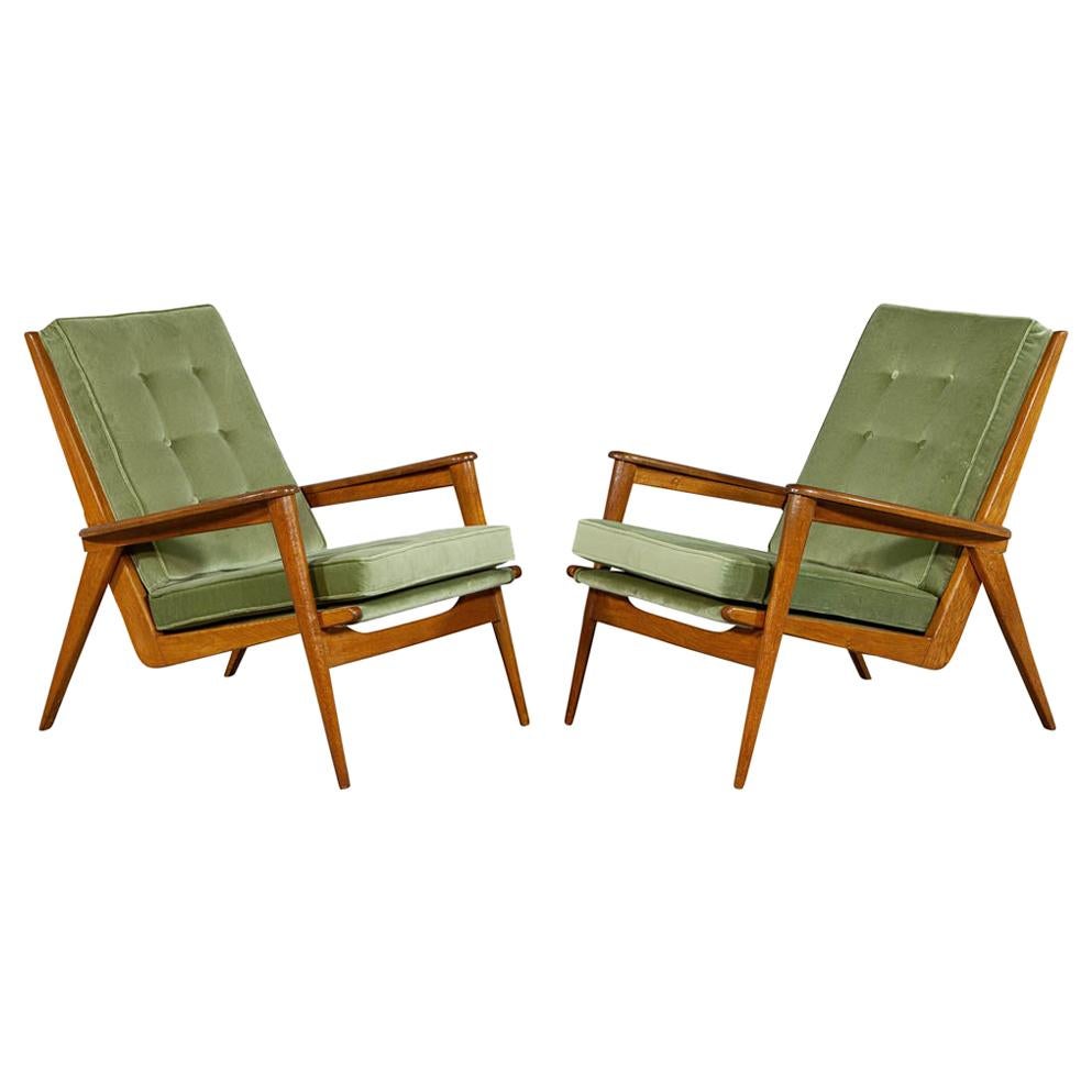 Pair of Vintage Mid-Century Modern Parlor Armchairs