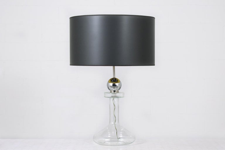 Pair of Vintage Mid-Century Modern Glass Table Lamps For Sale at 1stDibs