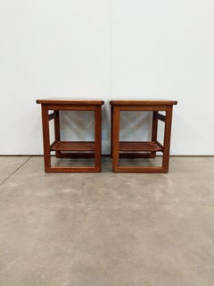 Pair of Vintage Mid Century Modern Teak and Tile Side Tables