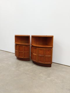 Pair of Vintage Mid Century Modern Teak Low Corner Cabinets by Nathan