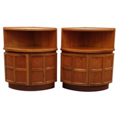 Pair of Vintage Mid Century Modern Teak Low Corner Cabinets by Nathan