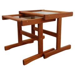 Pair of Vintage Mid Century Modern Teak Nesting Tables