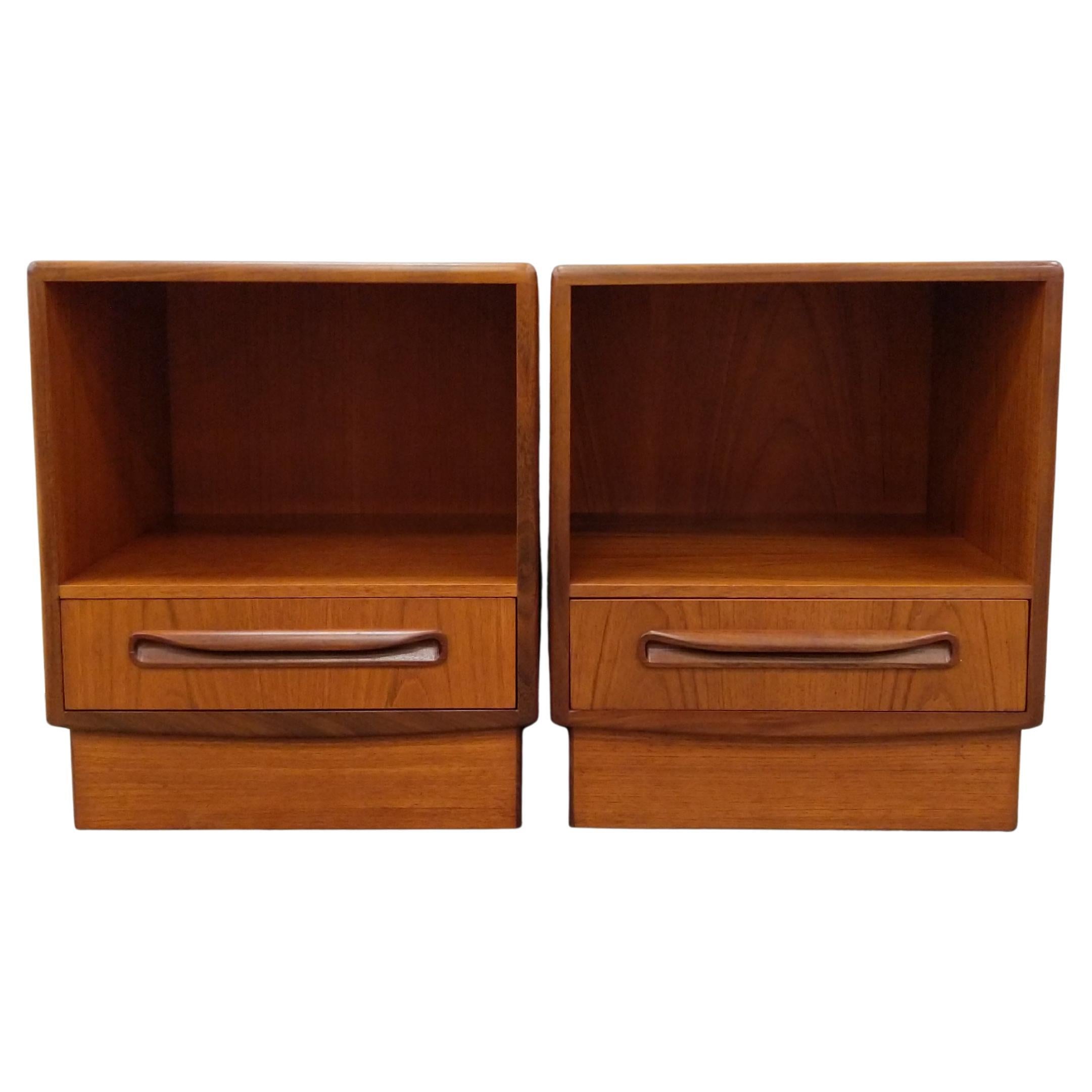 Pair of Vintage Mid Century Modern Teak Nightstands by G Plan For Sale