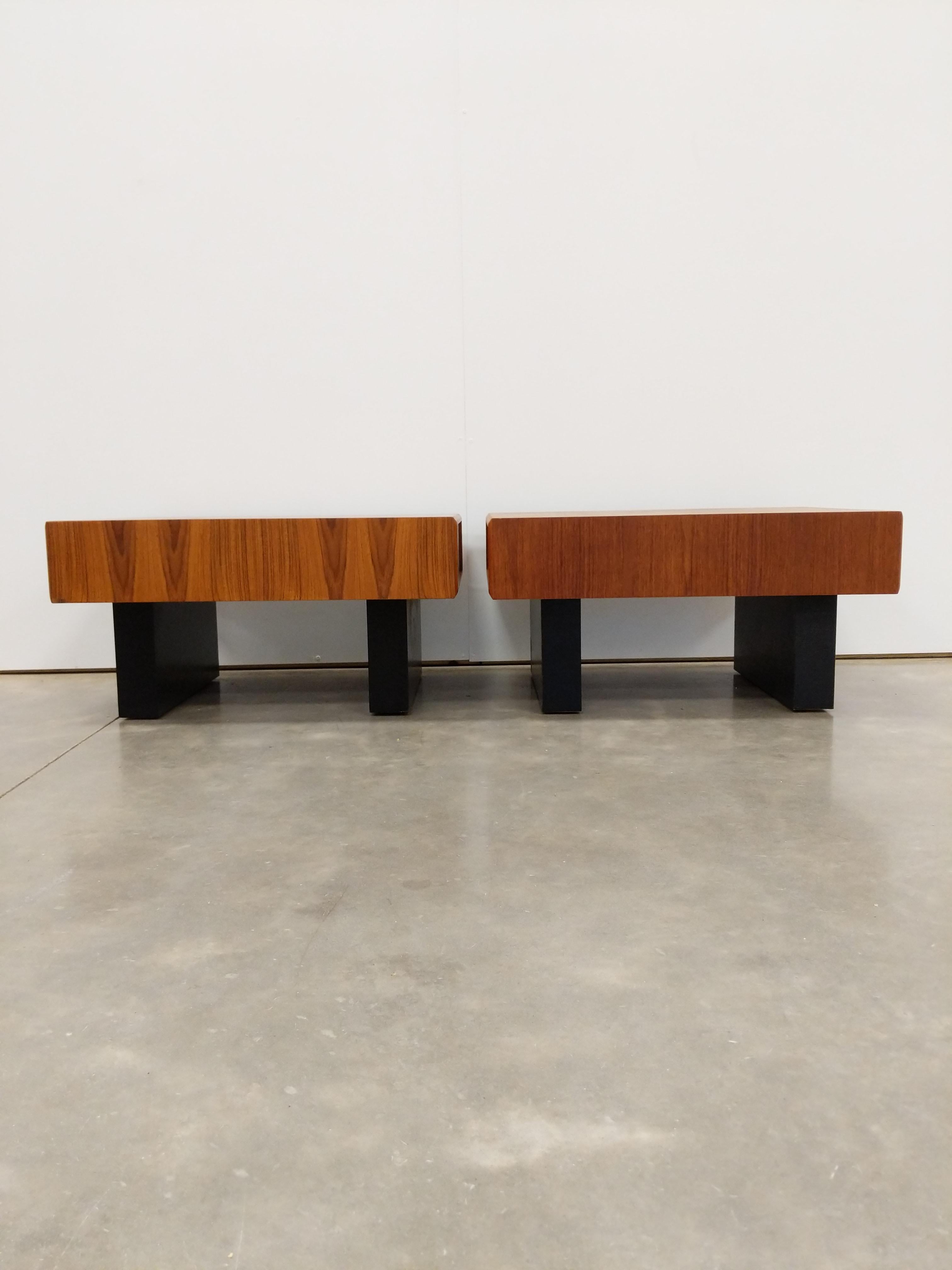 Pair of Vintage Mid Century Modern Teak Side Tables by RS Associates 2