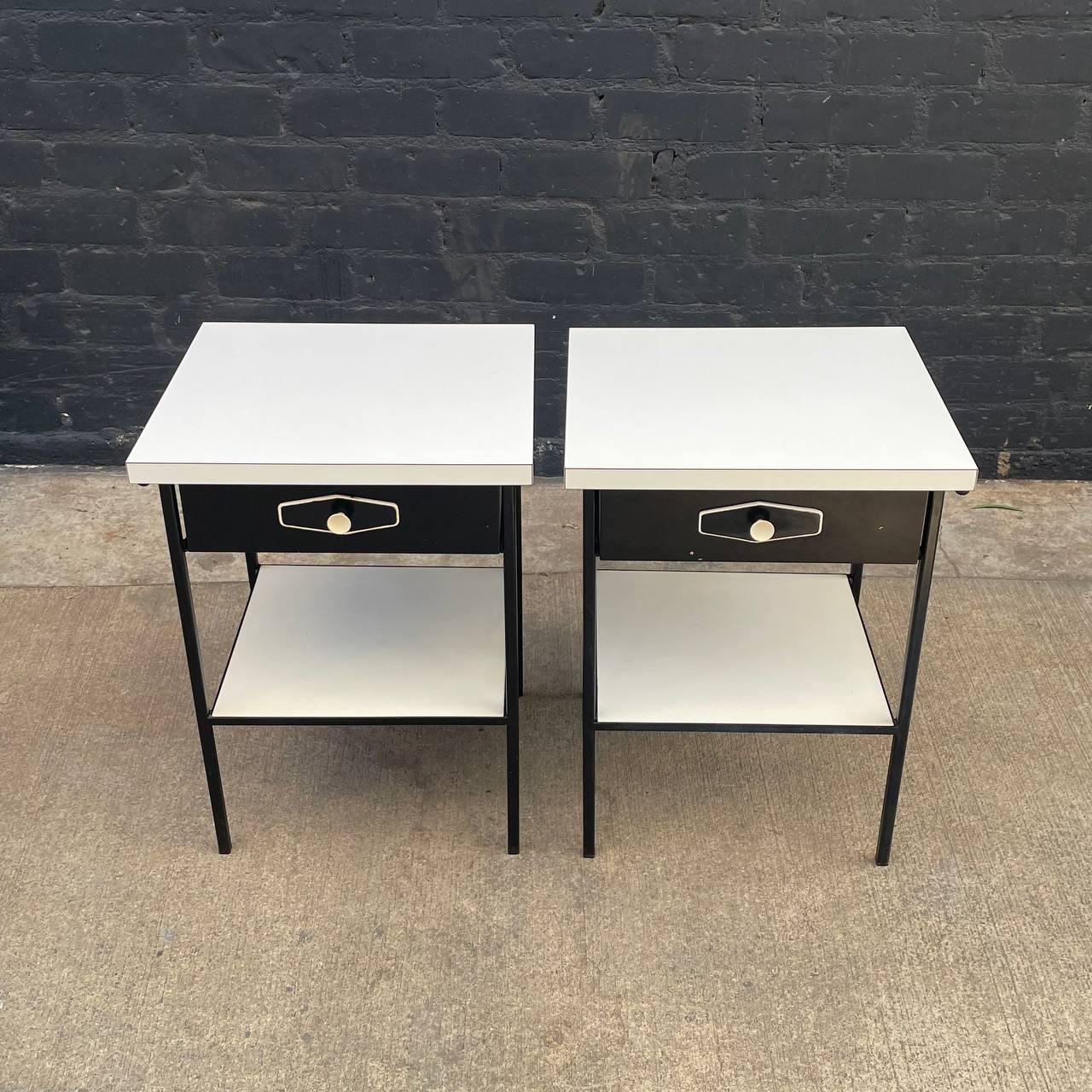 Mid-20th Century Pair of Vintage Mid-Century Modern Two-Tier Night Stands For Sale