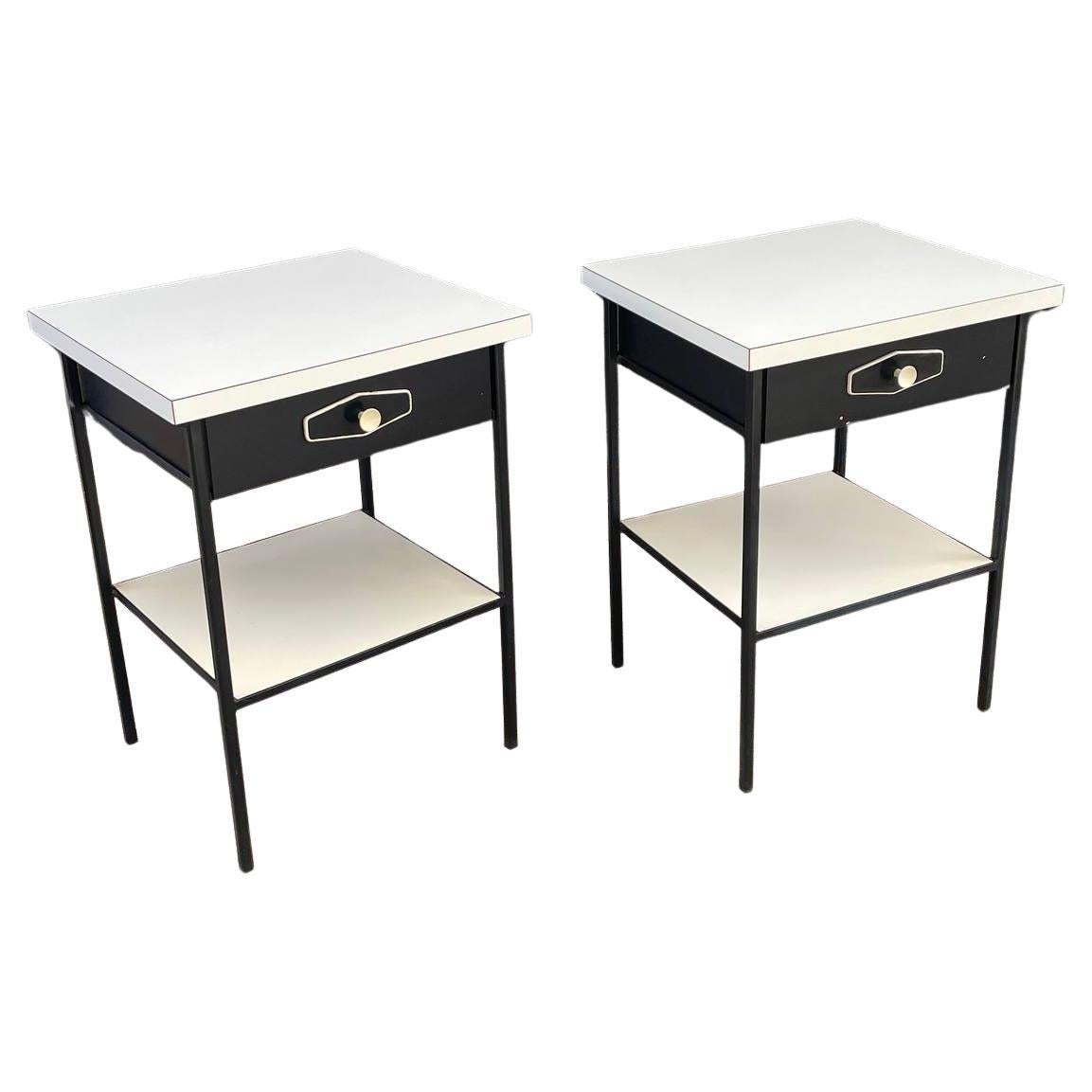Pair of Vintage Mid-Century Modern Two-Tier Night Stands For Sale