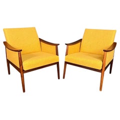 Pair of Vintage Mid-Century Modern Walnut Lounge Chairs