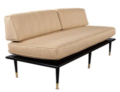 Pair of Vintage Mid-Century Modern Walnut Settee Sofas