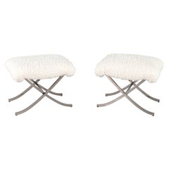 Pair of Vintage Mid-Century Modern X Base Stools
