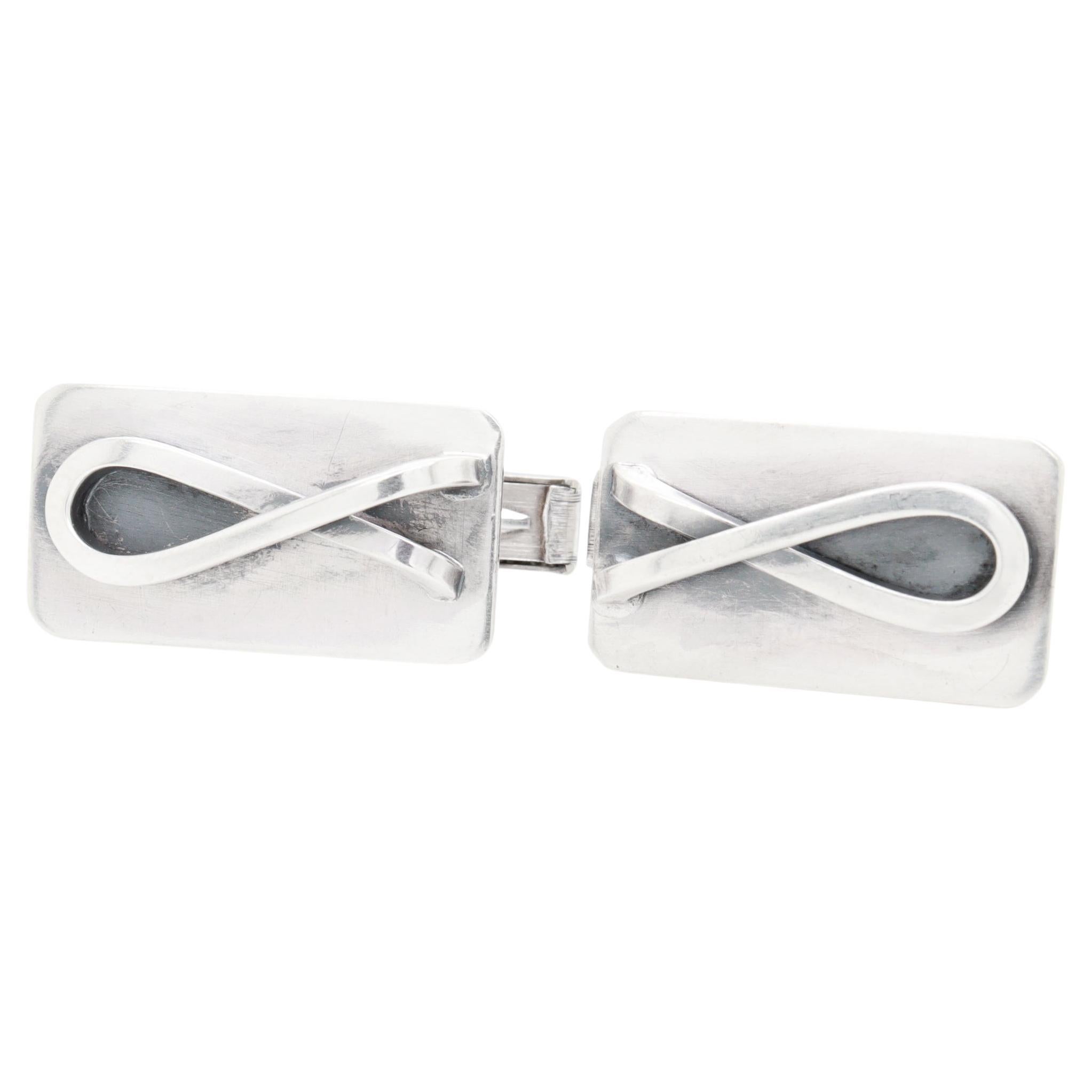 Pair of Vintage Mid-Century Modernist Paul Lobel Sterling Silver Cufflinks